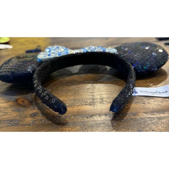 Disney Parks 60th Anniversary Diamond Celebration Minnie Ear Headband Blue Bow - Picture 5 of 5